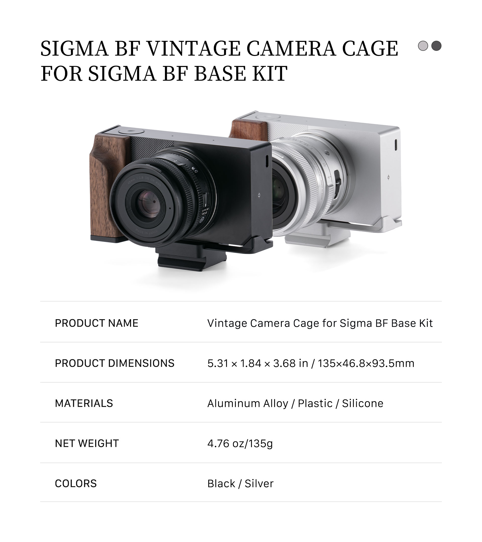 Vintage Camera Cage for Sigma BF Base Kit
