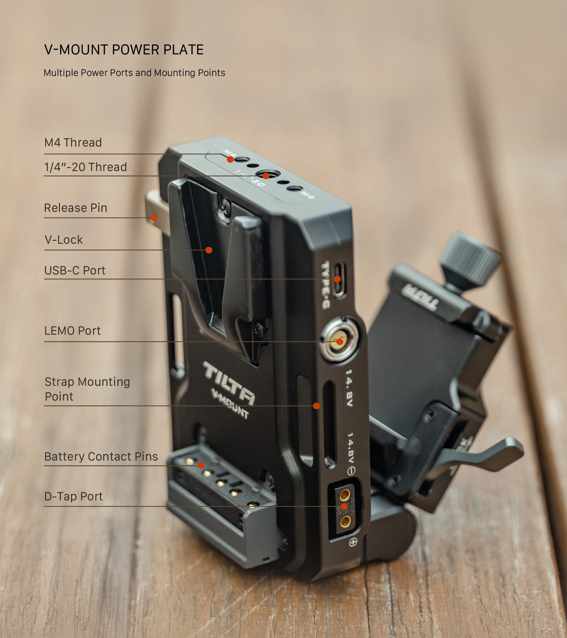 Tilta Mini PD V Mount Battery Plate with Adjustable ARCA Receiver