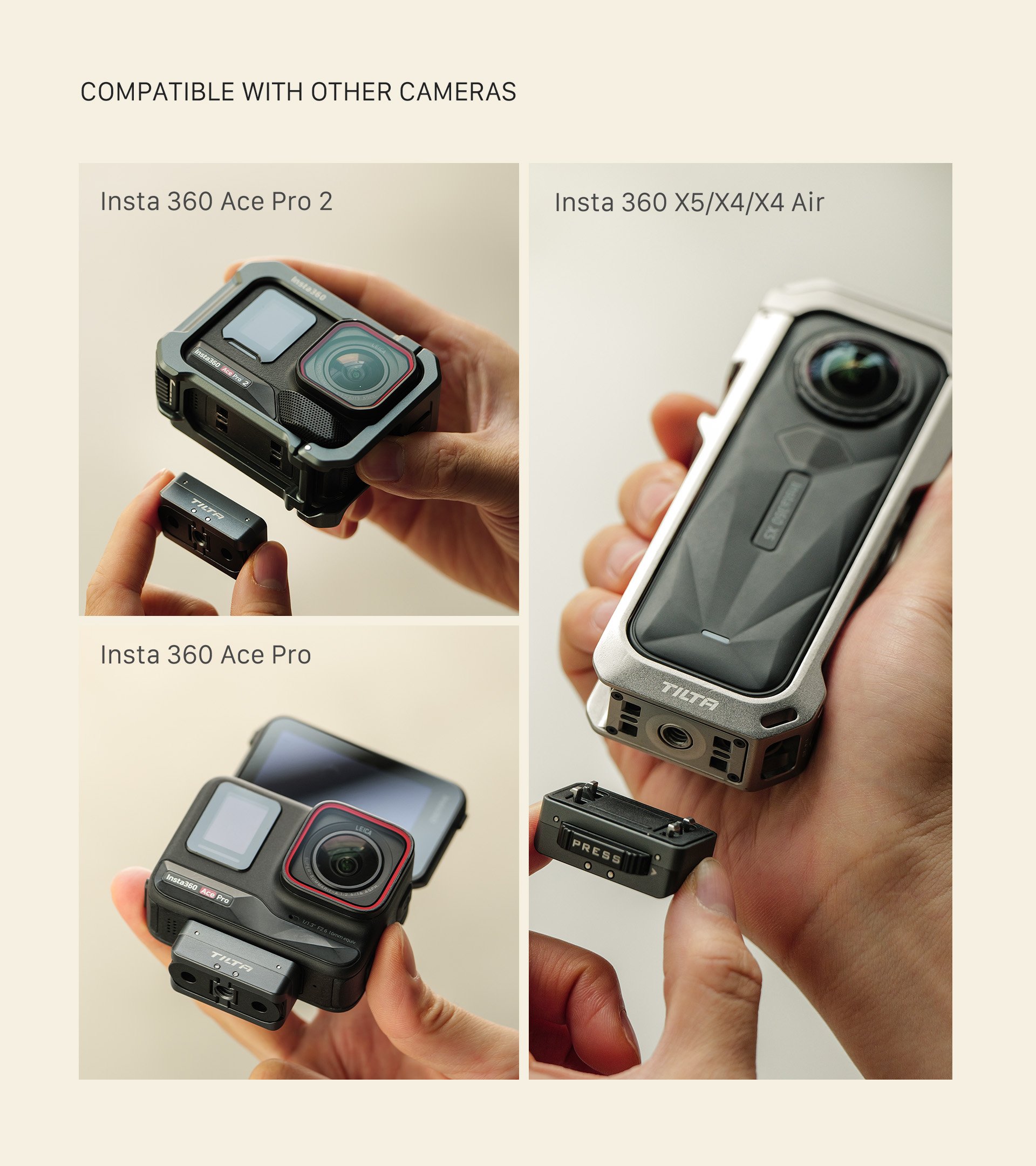 Quick Release Mounting Baseplate for Insta360 Ace Pro Series and X Series — Space Grey