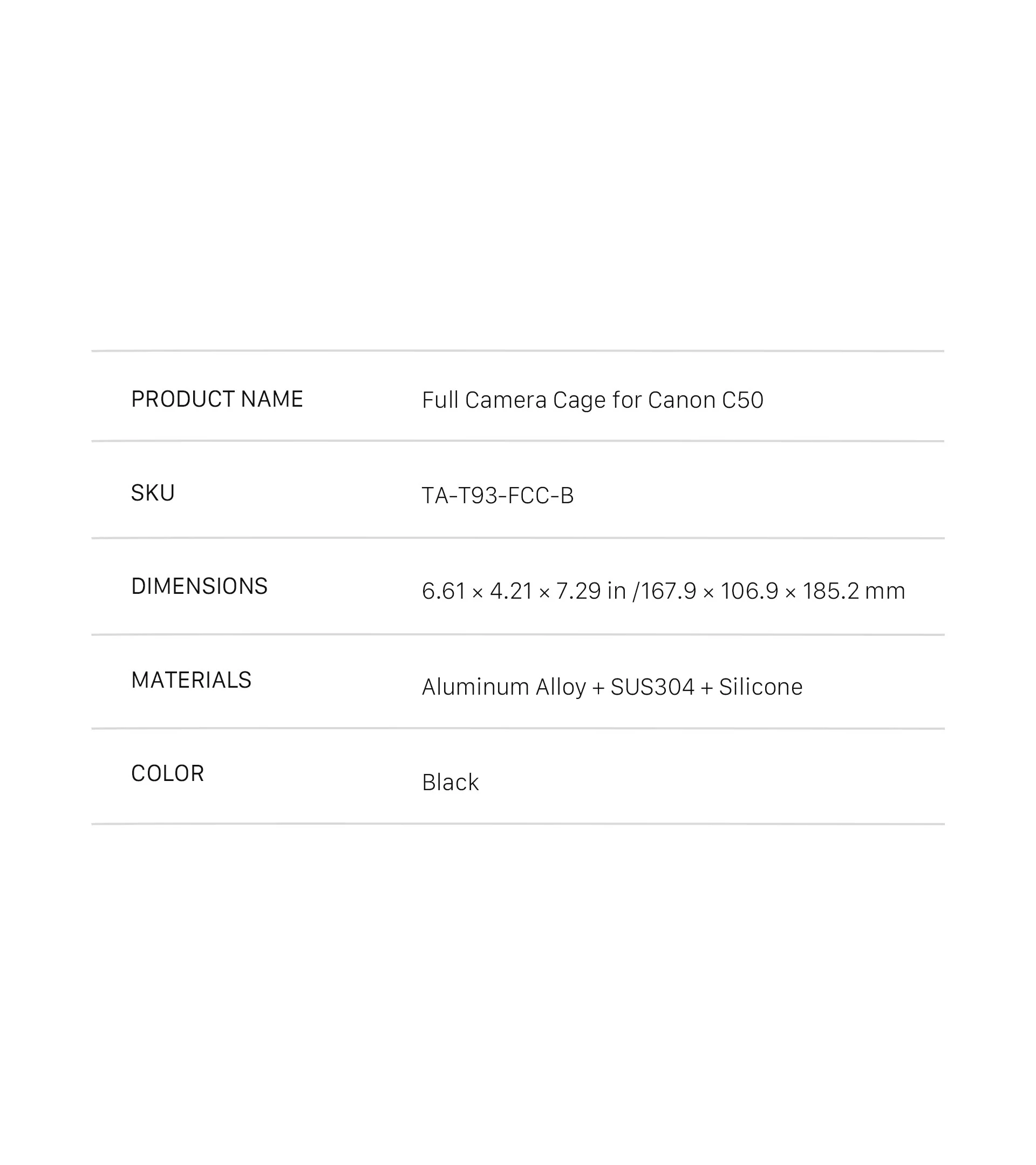 Full Camera Cage for Canon C50 – Black