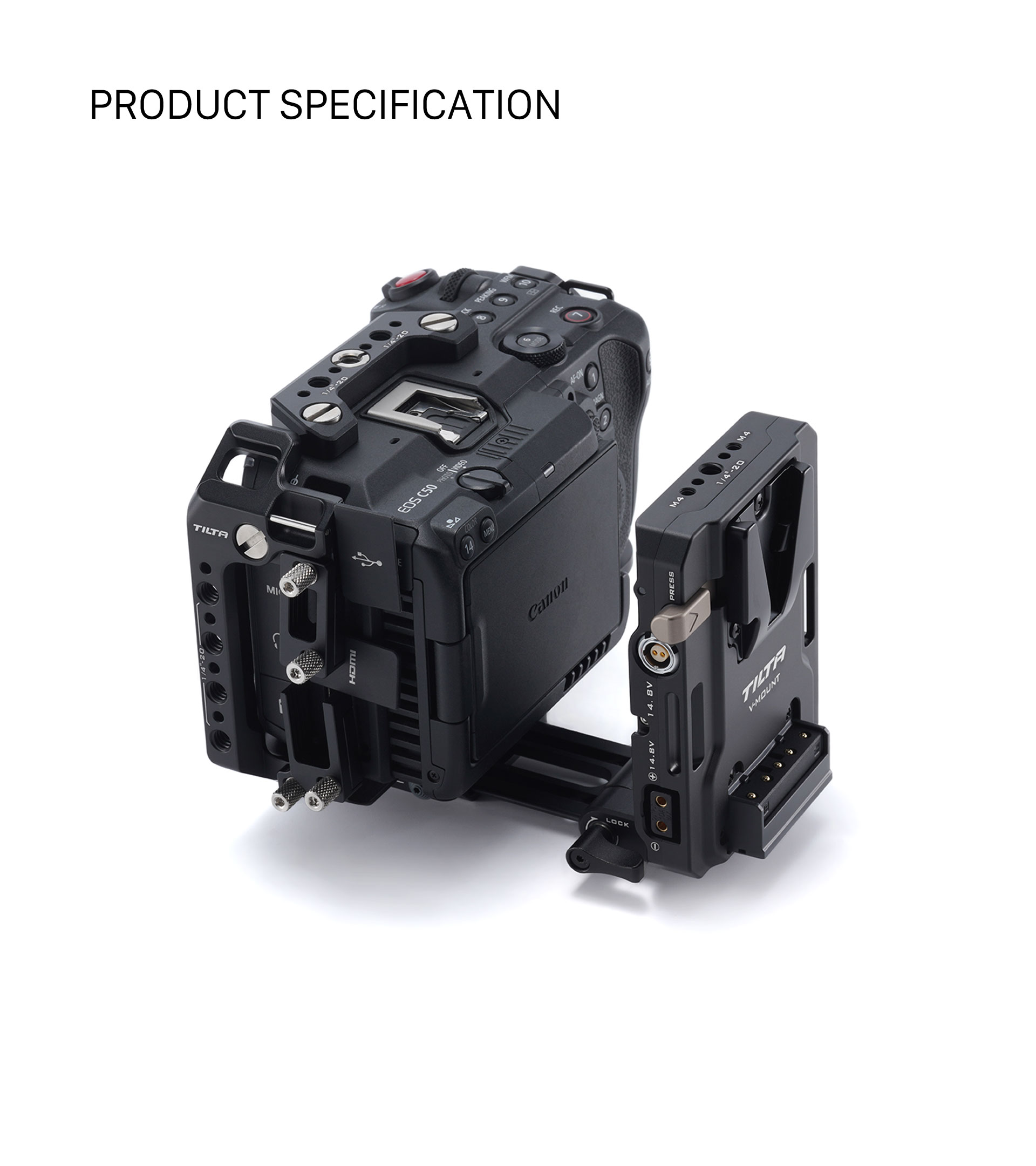 Camera Cage for Canon C50 Power Kit – Black