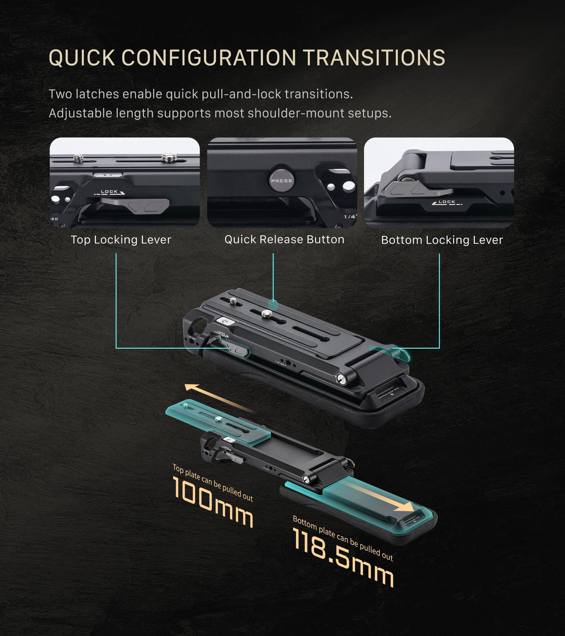 Tilta Extendable Shoulder Pad Baseplate for Camcorders – Black