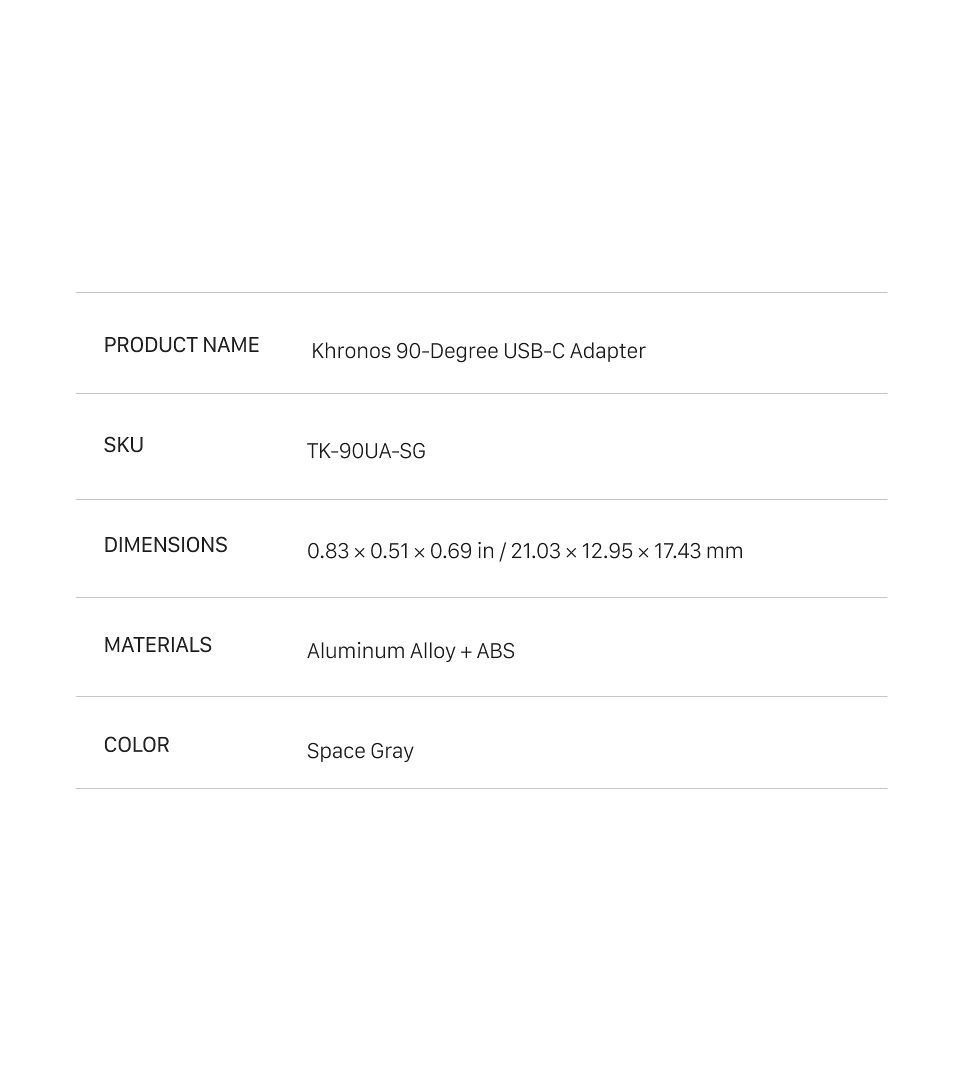 Khronos 90-Degree USB-C Adapter – Space Grey