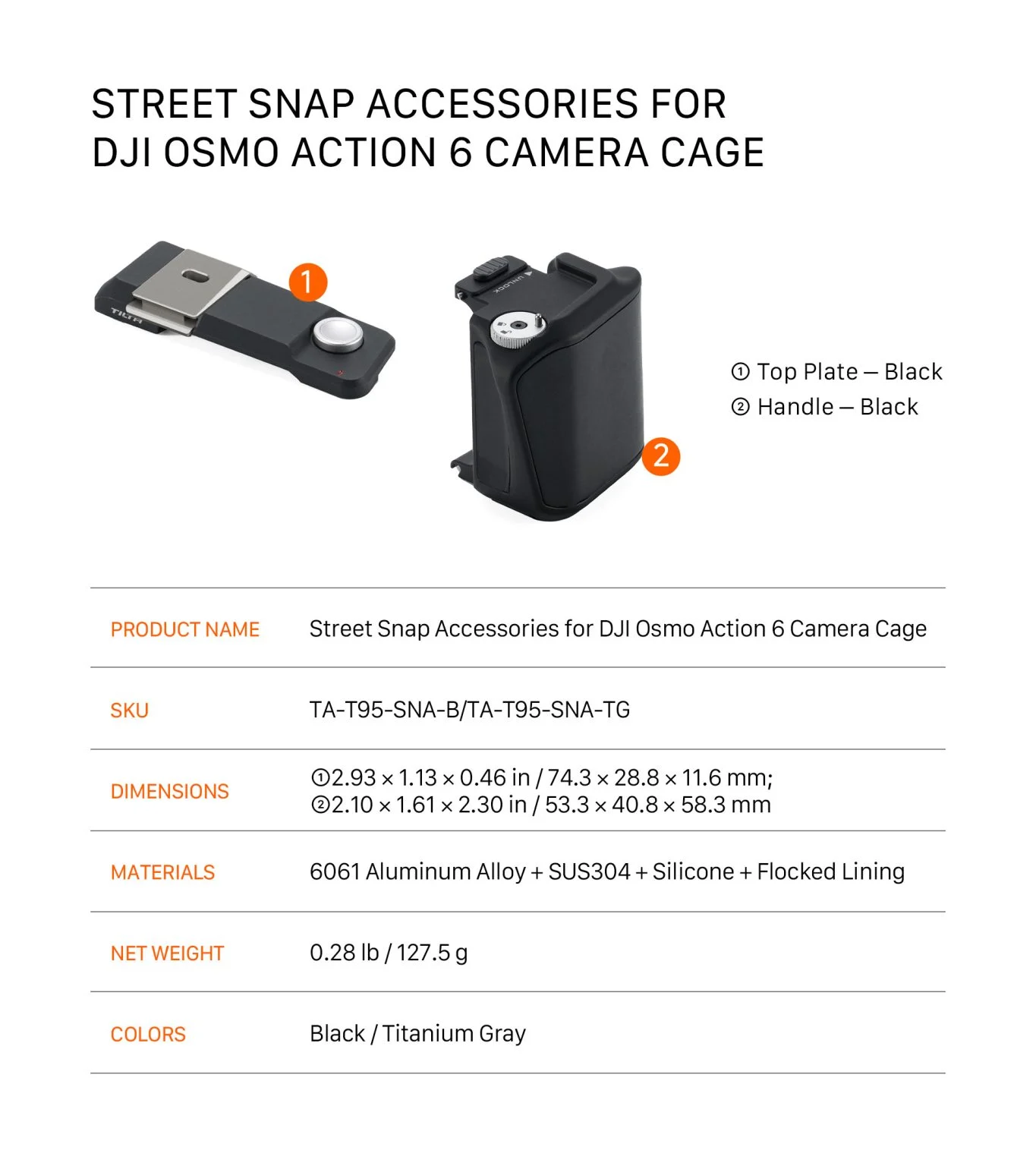 Street Snap Accessories for DJI Osmo Action 6 Camera Cage