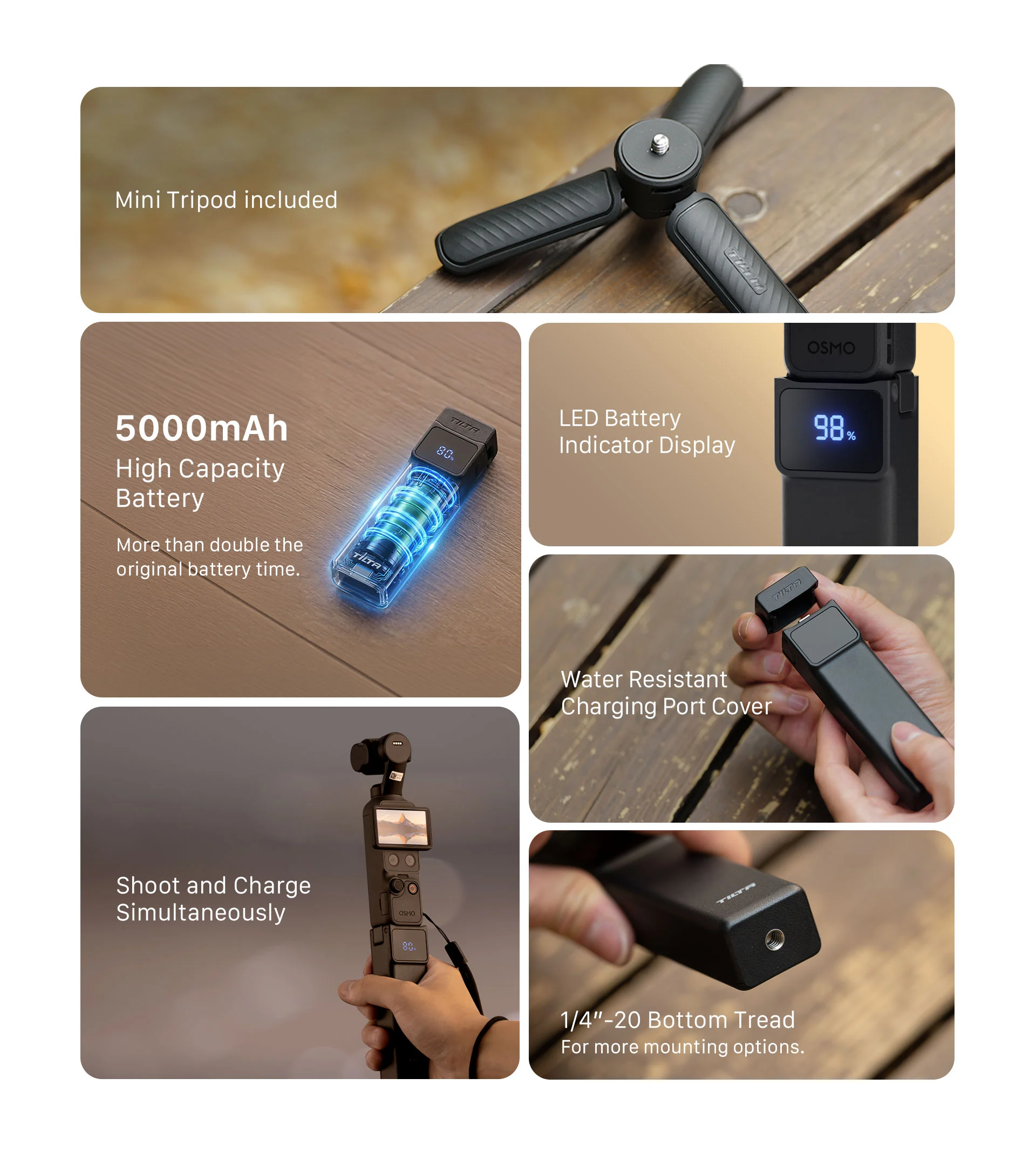 Portable Power Bank for DJI Osmo Pocket 3/4 – Black