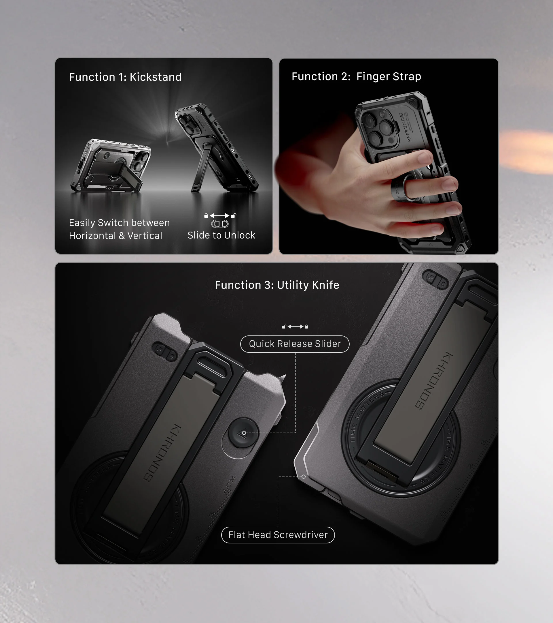 Khronos Multi-Functional Magnetic Backplate for iPhone 16 Pro/Pro Max