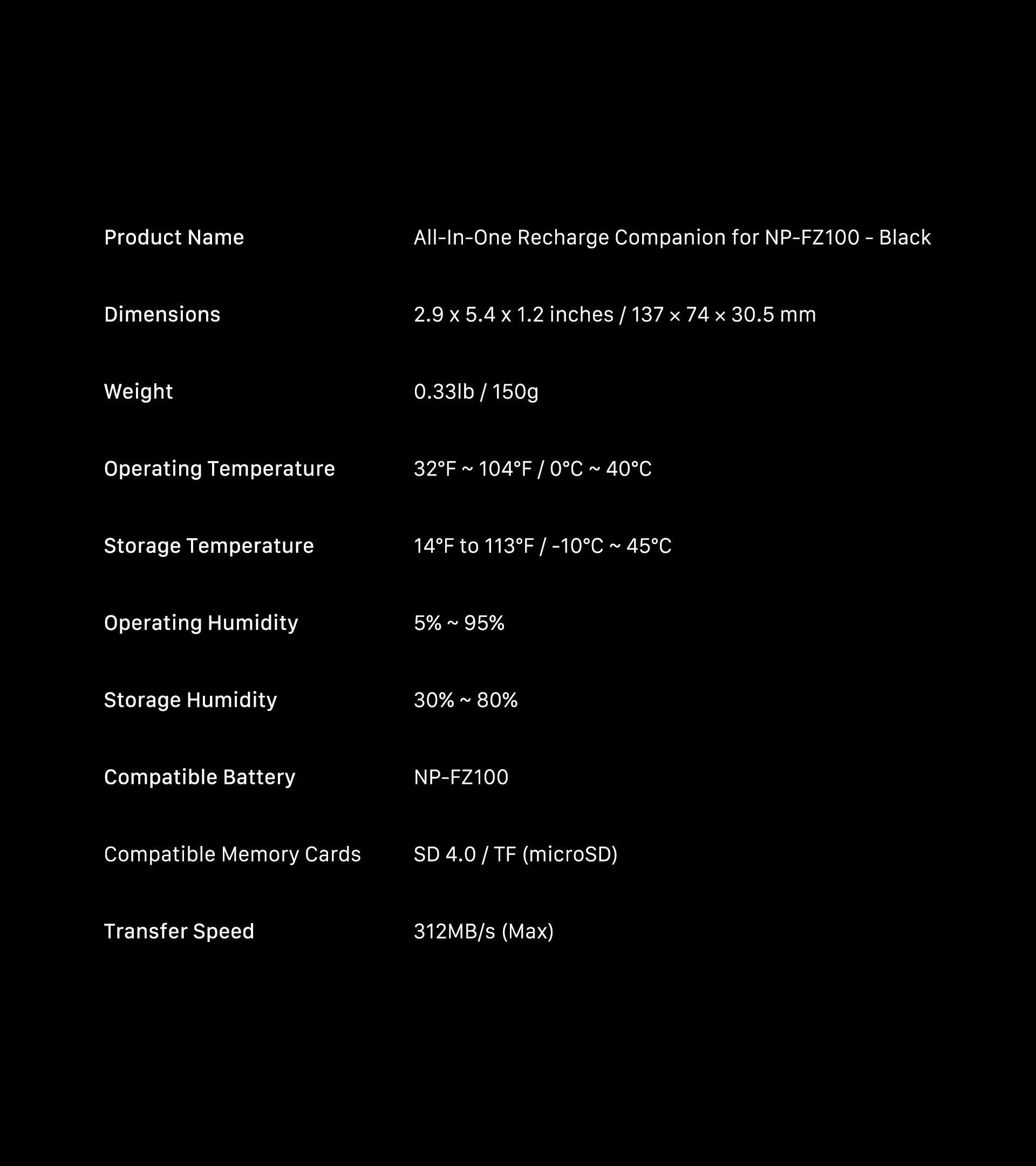All-In-One Recharge Companion for NP-FZ100